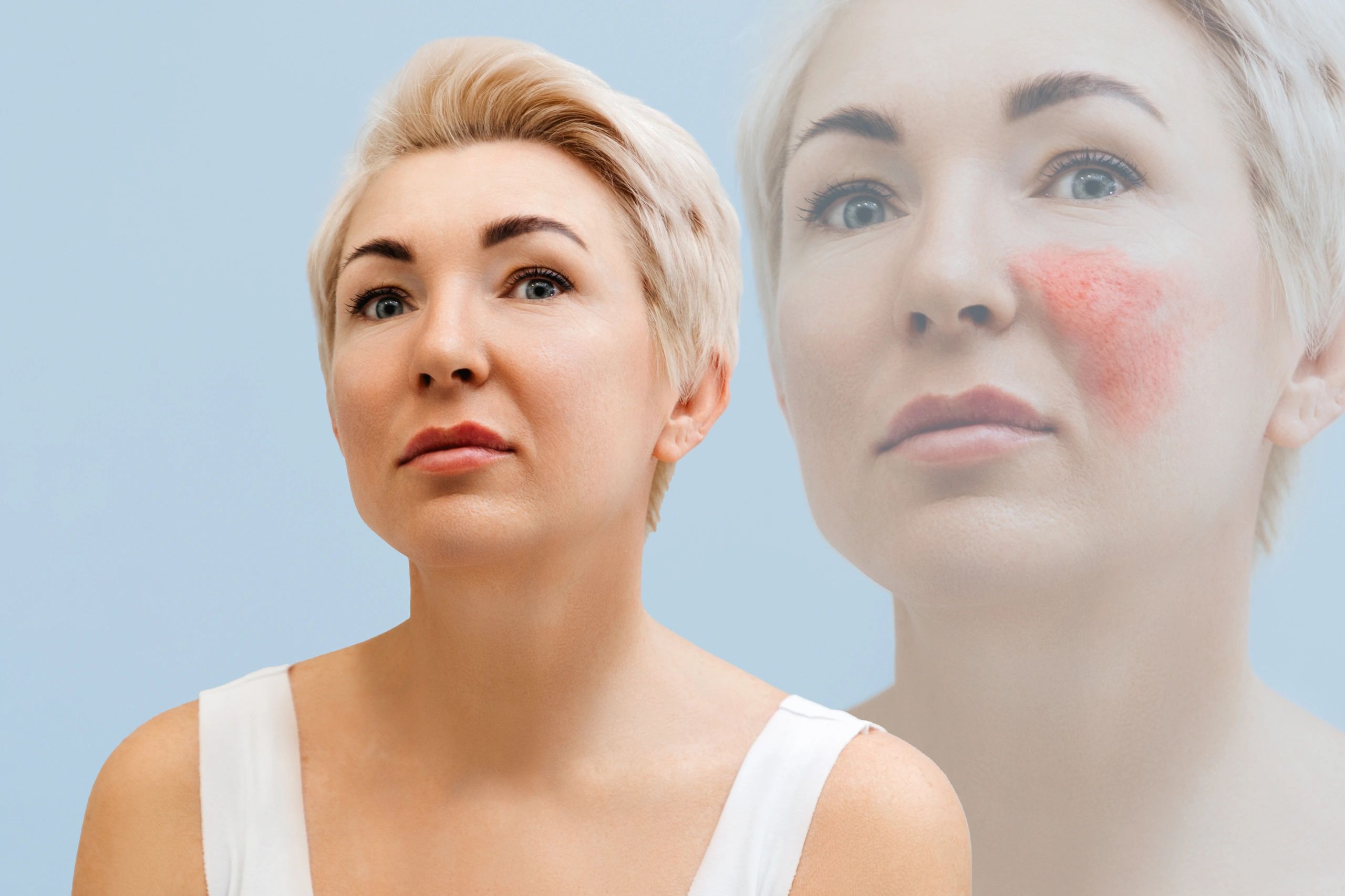 Before and after beauty treatment portrait concept